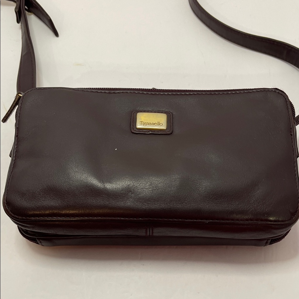 Tignanello Dark Brown Leather Crossbody Bag